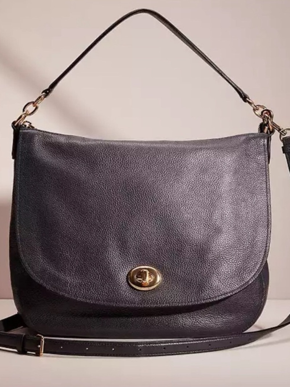 Coach Turnlock Hobo 24771 Black Leather Gold Hardware Crossbody